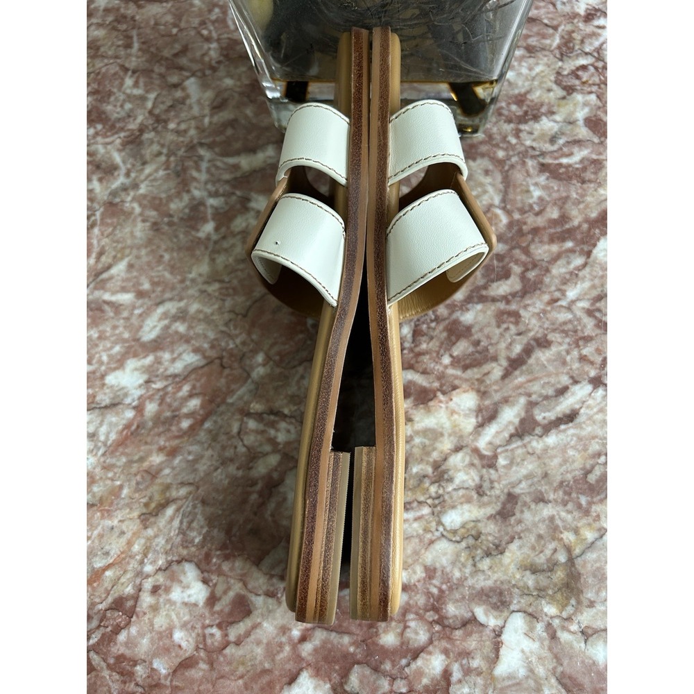 New Tuckernuck Muse Cognac White Leather Slide Flat Sandals Size 6.5, $165 - Picture 6 of 8